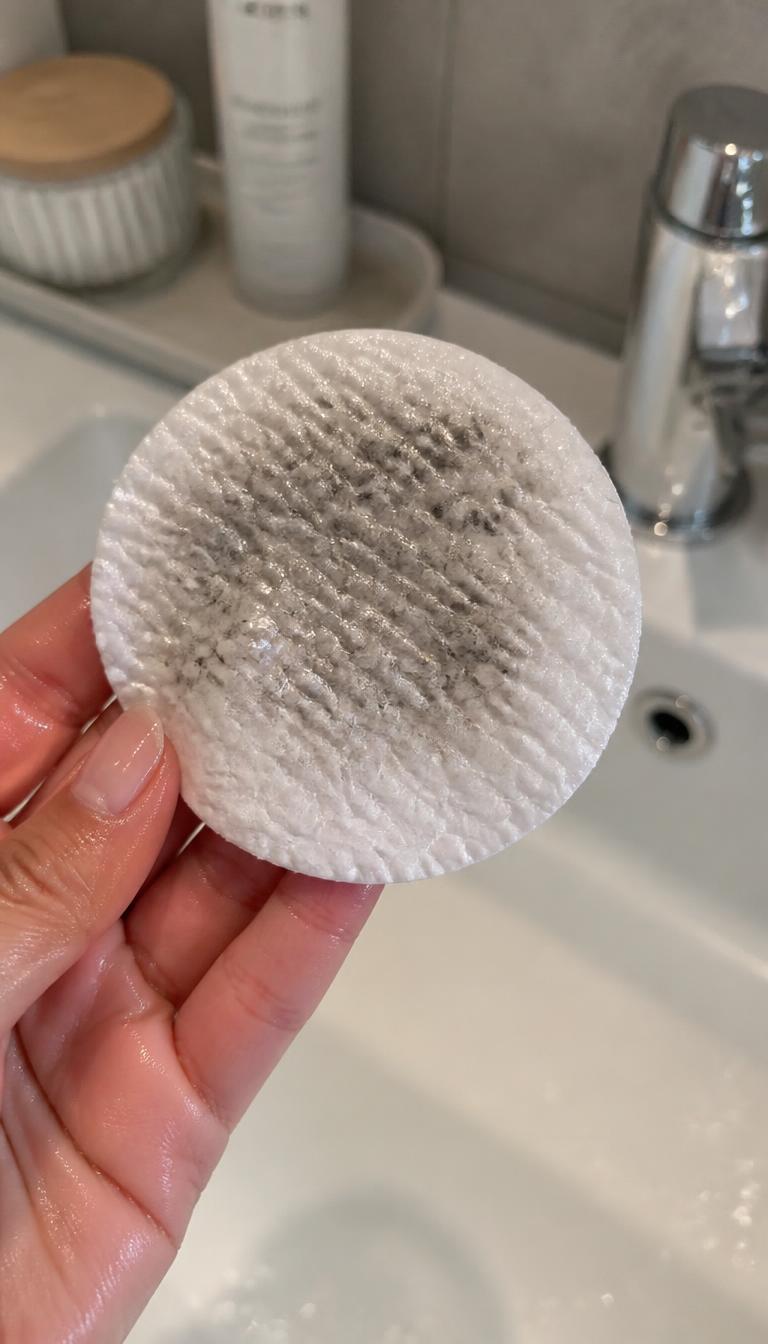 Used exfoliating pad showing visible surface residue